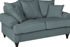 OTTO home 2-Sitzer »Westminster, Sofa im Landhausstil, Couch mit Zierkissen« Federkern-Polsterung, gedrechselter Fuß, hochwertiger Microfaserbezug