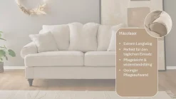 OTTO home 3-Sitzer »Westminster, Sofa im Landhausstil, Couch mit Zierkissen« Federkern-Polsterung, gedrechselter Fuß, hochwertiger Microfaserbezug