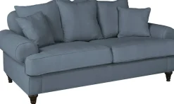 OTTO home 3-Sitzer »Westminster, Sofa im Landhausstil, Couch mit Zierkissen« Federkern-Polsterung, gedrechselter Fuß, hochwertiger Microfaserbezug