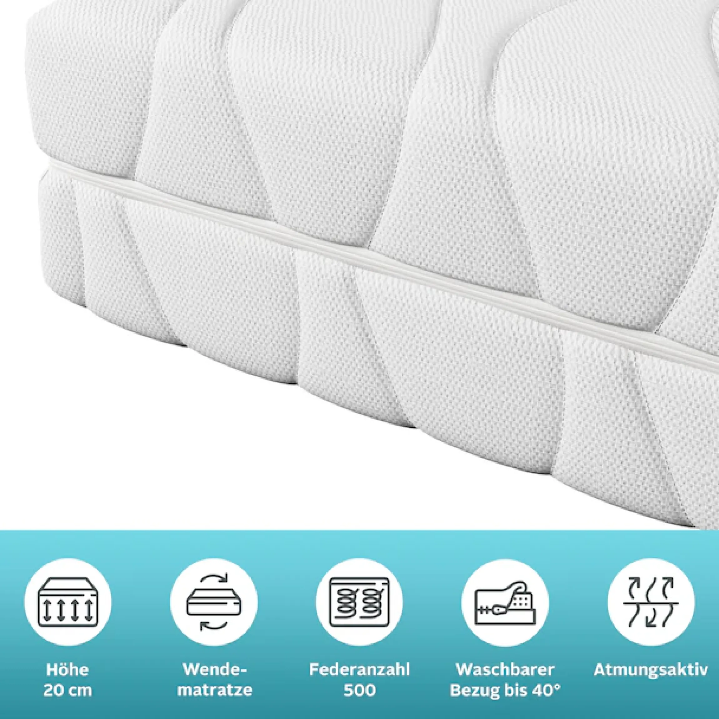 OTTO home Taschenfederkernmatratze »Black Diamond Comfort, Matratze 90x200, 140x200 cm & weitere Größen« 20 cm hoch 500 Federn 1 Stk. tlg. 7-Zonen, H2 / H3 / H4, ergonomisch, atmungsaktiv