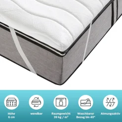 OTTO home Topper »Tornby Topper 90x200 cm,180x200 cm, in 4 Härtegraden, Tencel™ Bezug« Matratze & Boxspringbett, Hausstauballergiker geeignet, langlebig