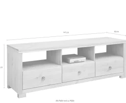 OTTO home TV-Board »Gotland« Breite 147 cm, mit Schubladen und offenen Fächern, Massivholz, FSC®