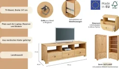 OTTO home TV-Board »Gotland« Breite 147 cm, mit Schubladen und offenen Fächern, Massivholz, FSC®
