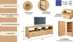 OTTO home TV-Board »Gotland« Breite 147 cm, mit Schubladen und offenen Fächern, Massivholz, FSC®