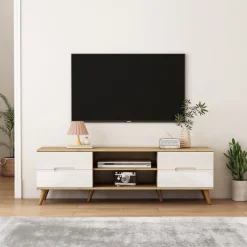 OTTO home TV-Board »Lund« glänzende Fronten, Kabeldurchführung, helles Holzdekor, Breite 160 cm
