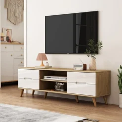 OTTO home TV-Board »Lund« glänzende Fronten, Kabeldurchführung, helles Holzdekor, Breite 160 cm