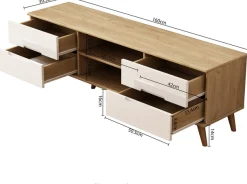 OTTO home TV-Board »Lund« glänzende Fronten, Kabeldurchführung, helles Holzdekor, Breite 160 cm