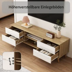 OTTO home TV-Board »Lund« glänzende Fronten, Kabeldurchführung, helles Holzdekor, Breite 160 cm