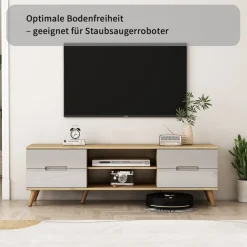 OTTO home TV-Board »Lund« glänzende Fronten, Kabeldurchführung, helles Holzdekor, Breite 160 cm