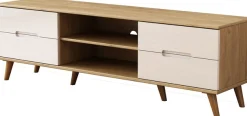 OTTO home TV-Board »Lund« glänzende Fronten, Kabeldurchführung, helles Holzdekor, Breite 160 cm