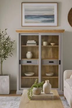 OTTO home Vitrine »Alpinist Highboard Höhe/Breite/Tiefe 120/160/40 cm« mit 2 Glasschiebetüren, handgefertigt, Unikat-Möbel, Höhe 160 cm