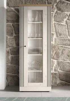 OTTO home Vitrine »Country Höhe 192 cm, Hochschrank mit 1 Tür, Anrichte, Standvitrine« im Landhausstil, viel Strauraum, mit Metallgriff, MDF Rahmen