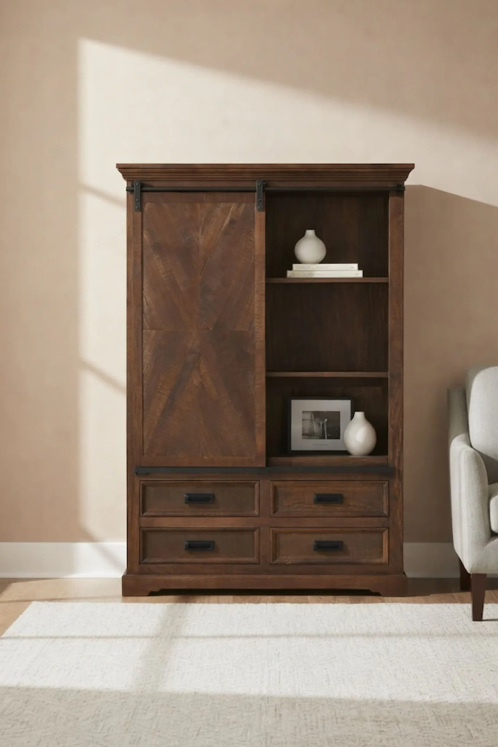 OTTO home Vitrine »Don Barn« mit 1 Schiebetür, handgefertigt, Unika-Möbel, Breite 110 cm