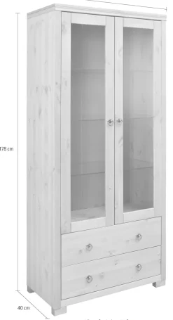 OTTO home Vitrine »Gotland« Breite 80 cm, Höhe 178 cm, mit Glastüren, aus massiver Kiefer, FSC®