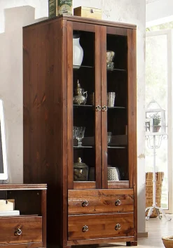 OTTO home Vitrine »Gotland« Breite 80 cm, Höhe 178 cm, mit Glastüren, aus massiver Kiefer, FSC®