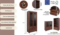 OTTO home Vitrine »Gotland« Breite 80 cm, Höhe 178 cm, mit Glastüren, aus massiver Kiefer, FSC®