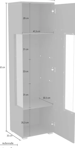 OTTO home Vitrine »India,Höhe 160cm stilvolle Glasvitrine mit verstellbare Glasböden« Standvitrine 1Trg, viel Stauraum ohne Beleuchtung