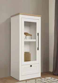 OTTO home Vitrine »Ismund« aus MDF, mit Holz-Zierleiste, schwarzem Metallgriff, Höhe 121 cm