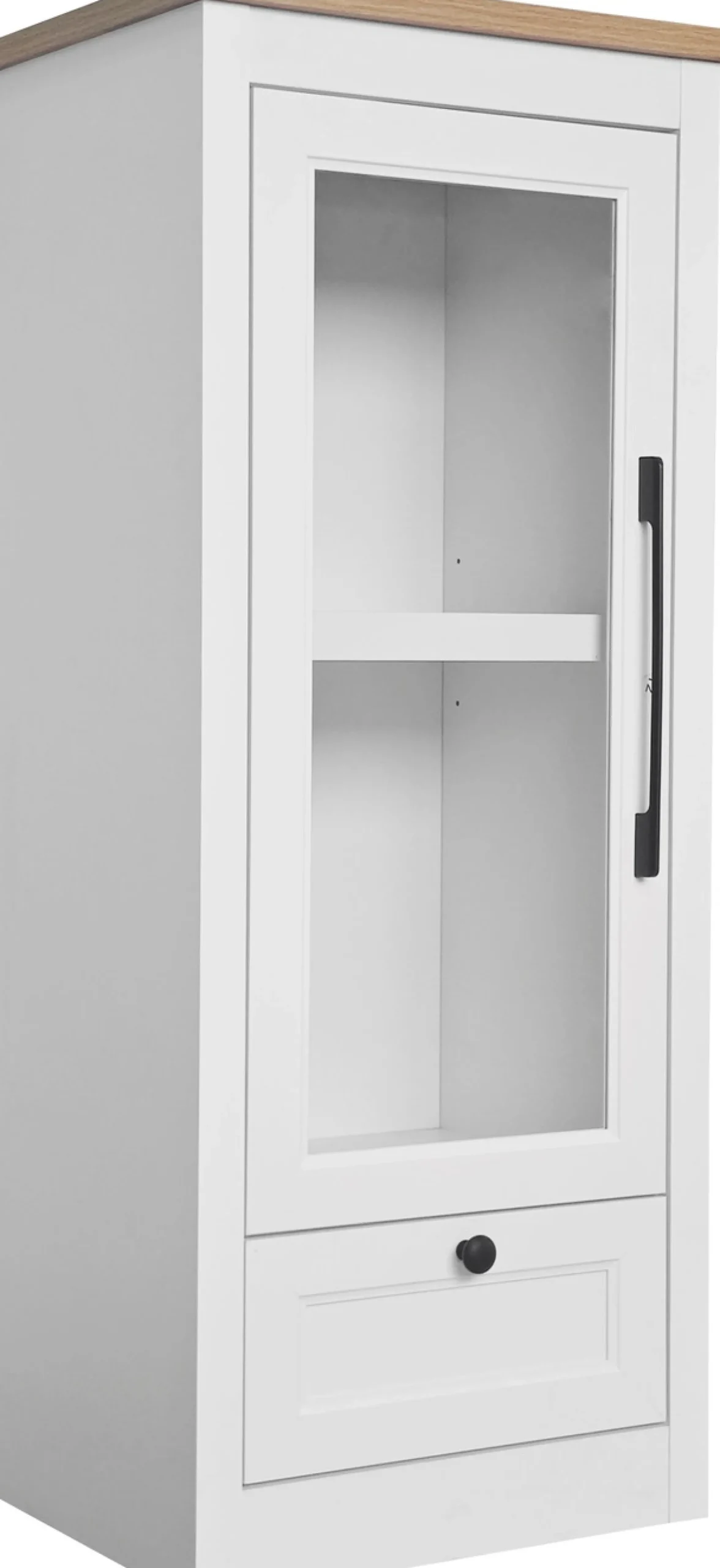 OTTO home Vitrine »Ismund« aus MDF, mit Holz-Zierleiste, schwarzem Metallgriff, Höhe 121 cm