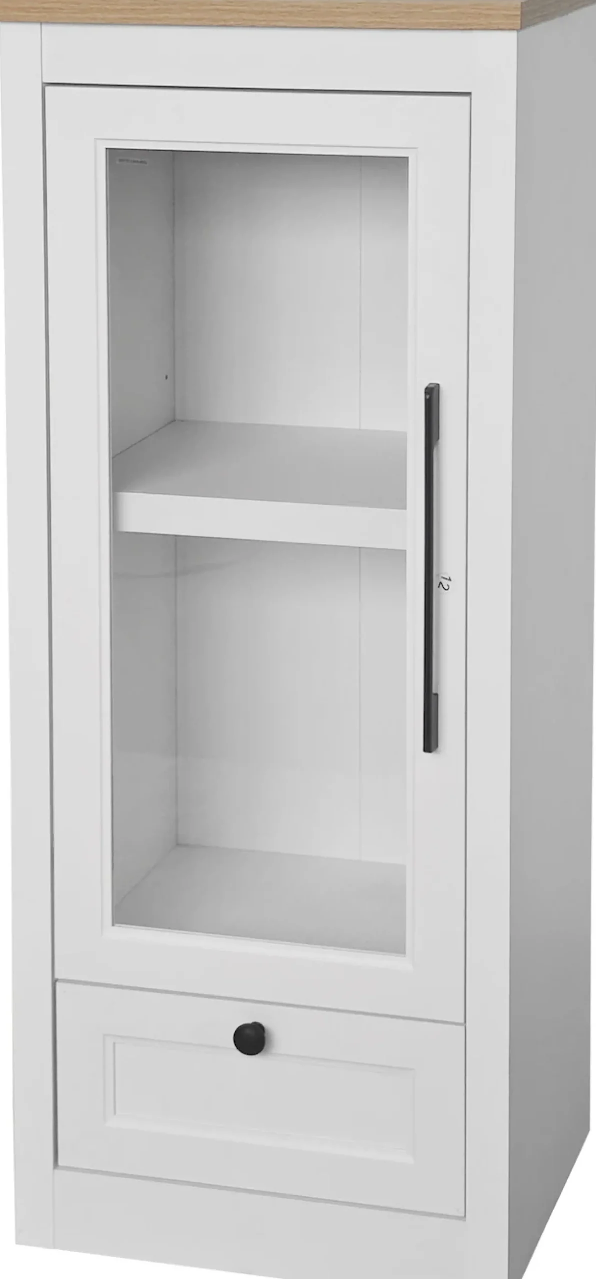 OTTO home Vitrine »Ismund« aus MDF, mit Holz-Zierleiste, schwarzem Metallgriff, Höhe 121 cm
