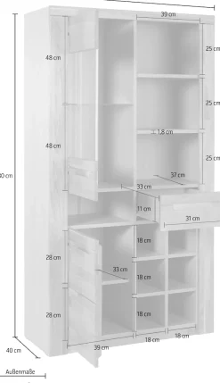 OTTO home Vitrine »Kolding« teilmassiv