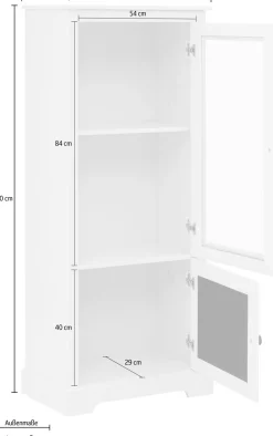 OTTO home Vitrine »Linda« aus massivem Kiefernholz, mit schönen Metallgriffen