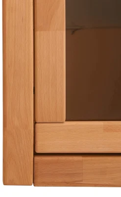 OTTO home Vitrine »LOGO75, Einlegeboden verstellbar,1Glastür,1Holztür,Wohnzimmer,Stauraum« B/T/H:90/40/100cm,Front massivholz,6 Fächer,Griffe silberfarben, geölt
