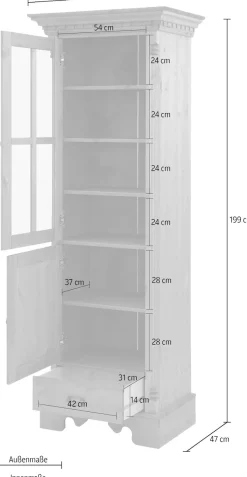 OTTO home Vitrine »Milan« Höhe 199 cm, Massivholz, FSC®-zertifiziert