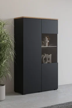 OTTO home Vitrine »Modo, Breite 80 cm, moderner griffloser Vitrineschrank« Vitrine mit viel Stauraum, Einlegeböden verstellbar, Glastür