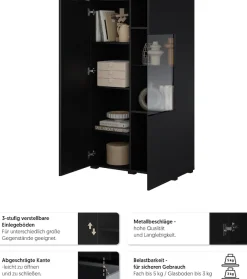 OTTO home Vitrine »Modo, Breite 80 cm, moderner griffloser Vitrineschrank« Vitrine mit viel Stauraum, Einlegeböden verstellbar, Glastür