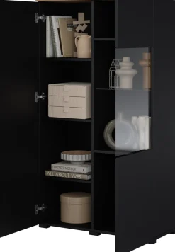 OTTO home Vitrine »Modo, Breite 80 cm, moderner griffloser Vitrineschrank« Vitrine mit viel Stauraum, Einlegeböden verstellbar, Glastür