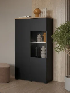 OTTO home Vitrine »Modo, Breite 80 cm, moderner griffloser Vitrineschrank« Vitrine mit viel Stauraum, Einlegeböden verstellbar, Glastür