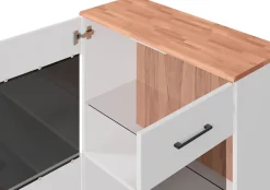 OTTO home Vitrine »Ribe, 125 cm hoch, Fronten Massivholz, 4 breite Fächer« Korpus Holzwerkstoff, 2Türen mit Glaseinsatz, einlegeboden verstellbar