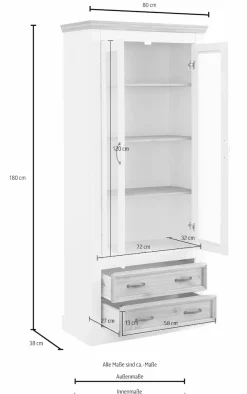 OTTO home Vitrine »Selma« Höhe 180 cm, mit schöner Holzmaserung