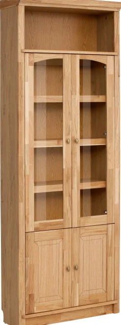 OTTO home Vitrine »Soeren Bücherregal mit Eiche-Elementen B/T/H: 80/29/220 cm« mit Glas-/Holztüren