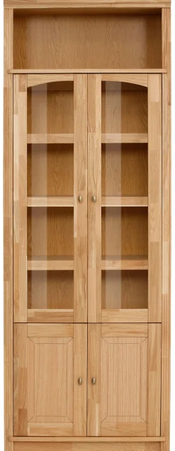 OTTO home Vitrine »Soeren Bücherregal mit Eiche-Elementen B/T/H: 80/29/220 cm« mit Glas-/Holztüren