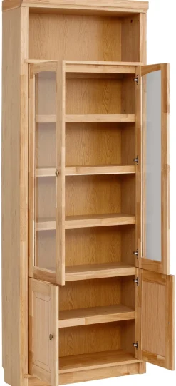 OTTO home Vitrine »Soeren Bücherregal mit Eiche-Elementen B/T/H: 80/29/220 cm« mit Glas-/Holztüren