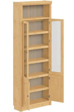 OTTO home Vitrine »Soeren Regal mit 2 Glastüren und 2 Holztüren, B/TH: 80/29/220 cm« Kiefer FSC®-zertifiziert, 1 offenes Fach, 6 Fächer hinter den Türen