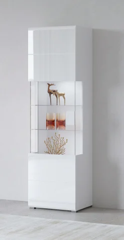 OTTO home Vitrine »Toledo,Höhe 204 cm trendige Glasvitrine mit dekorative Fräsungen« Standvitrine ohne Beleuchtung, viel Stauraum, hochglanz Front MDF