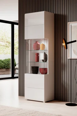 OTTO home Vitrine »Toledo,Höhe 204 cm trendige Glasvitrine mit dekorative Fräsungen« Standvitrine ohne Beleuchtung, viel Stauraum, hochglanz Front MDF