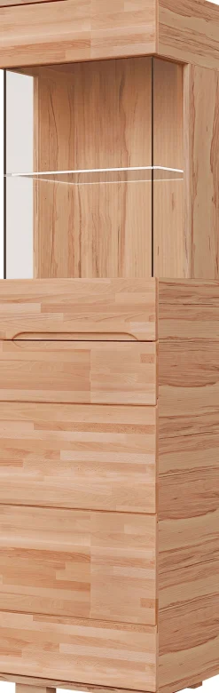 OTTO home Vitrine »VETRO: Fronten aus Massivholz, Korpus aus Melamin, 1Glastür« Kernbuche B/T/H:50/40/190cm, 3Variable einlegeboden, Türanschlag L/R