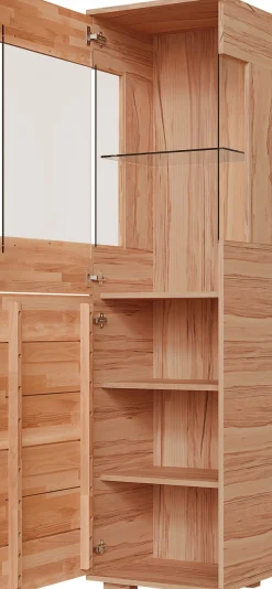OTTO home Vitrine »VETRO: Fronten aus Massivholz, Korpus aus Melamin, 1Glastür« Kernbuche B/T/H:50/40/190cm, 3Variable einlegeboden, Türanschlag L/R