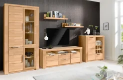 OTTO home Vitrine »ZARA 2 Holztüren, 2 Glastüren, 10 Fächer, pflegeleicht, holz geölt« B/T/H: 100/40/190cm, Massivholzfronten, Korpus aus Melamin