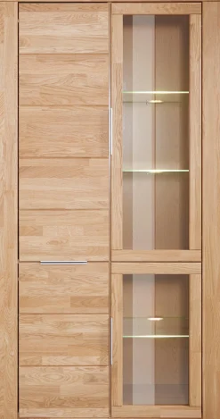 OTTO home Vitrine »ZARA 2 Holztüren, 2 Glastüren, 10 Fächer, pflegeleicht, holz geölt« B/T/H: 100/40/190cm, Massivholzfronten, Korpus aus Melamin