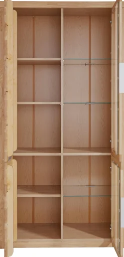 OTTO home Vitrine »ZARA 2 Holztüren, 2 Glastüren, 10 Fächer, pflegeleicht, holz geölt« B/T/H: 100/40/190cm, Massivholzfronten, Korpus aus Melamin