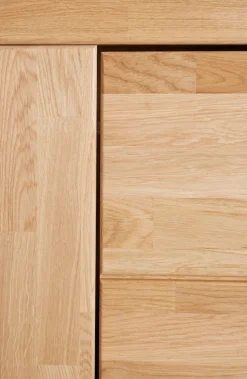 OTTO home Vitrine »ZARA 2 Holztüren, 2 Glastüren, 10 Fächer, pflegeleicht, holz geölt« B/T/H: 100/40/190cm, Massivholzfronten, Korpus aus Melamin
