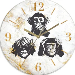 OTTO home Wanduhr »Affen - Glas Ø 30cm« wahlweise mit Quarz- oder Funkuhrwerk, lautlos ohne Tickgeräusche