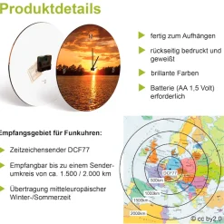 OTTO home Wanduhr »Affen - Glas Ø 30cm« wahlweise mit Quarz- oder Funkuhrwerk, lautlos ohne Tickgeräusche