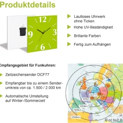 OTTO home Wanduhr »Karo« wahlweise mit Quarz- oder Funkuhrwerk, lautlos ohne Tickgeräusche