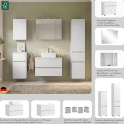 OTTO home Waschbeckenunterschrank »Bozen, Unterbeckenschrank 60 cm« griffloses Design, Maße (B/T/H): 60/35/54 cm